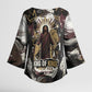 King Of Kings Jesus Is King Lion Of Judah Africa Kimono Sleeve Blouse Black Christ Religious Faith Lion Crown Grunge