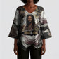 King Of Kings Jesus Is King Lion Of Judah Africa Kimono Sleeve Blouse Black Christ Religious Faith Lion Crown Grunge