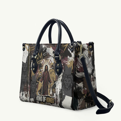 King Of Kings Jesus Is King Lion Of Judah Africa Leather Bag Black Christ Religious Faith Lion Crown Grunge