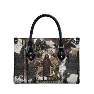 King Of Kings Jesus Is King Lion Of Judah Africa Leather Bag Black Christ Religious Faith Lion Crown Grunge