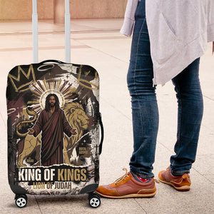 King Of Kings Jesus Is King Lion Of Judah Africa Luggage Cover Black Christ Religious Faith Lion Crown Grunge