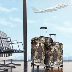 King Of Kings Jesus Is King Lion Of Judah Africa Luggage Cover Black Christ Religious Faith Lion Crown Grunge