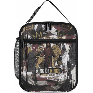 King Of Kings Jesus Is King Lion Of Judah Africa Lunch Bag Black Christ Religious Faith Lion Crown Grunge