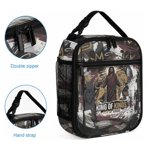 King Of Kings Jesus Is King Lion Of Judah Africa Lunch Bag Black Christ Religious Faith Lion Crown Grunge