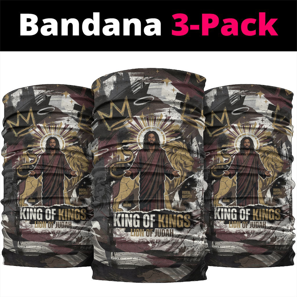 King Of Kings Jesus Is King Lion Of Judah Africa Neck Gaiter Black Christ Religious Faith Lion Crown Grunge