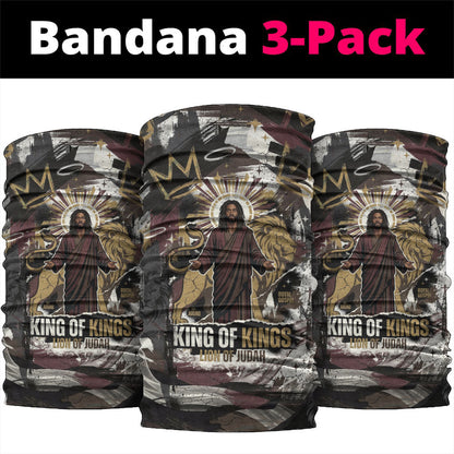 King Of Kings Jesus Is King Lion Of Judah Africa Neck Gaiter Black Christ Religious Faith Lion Crown Grunge