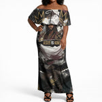 King Of Kings Jesus Is King Lion Of Judah Africa Off Shoulder Maxi Dress Black Christ Religious Faith Lion Crown Grunge