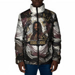 King Of Kings Jesus Is King Lion Of Judah Africa Padded Jacket Black Christ Religious Faith Lion Crown Grunge