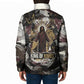 King Of Kings Jesus Is King Lion Of Judah Africa Padded Jacket Black Christ Religious Faith Lion Crown Grunge