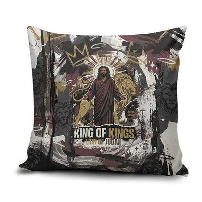 King Of Kings Jesus Is King Lion Of Judah Africa Pillow Cover Black Christ Religious Faith Lion Crown Grunge