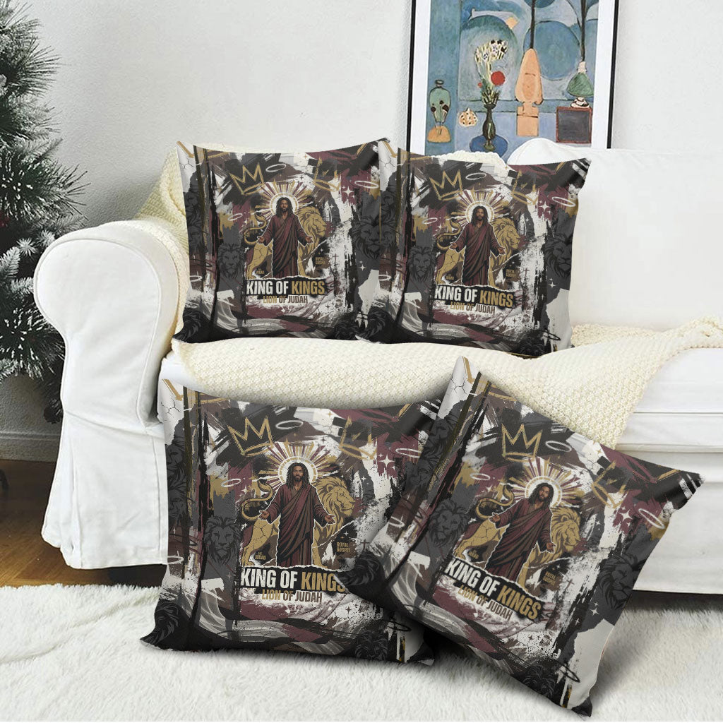 King Of Kings Jesus Is King Lion Of Judah Africa Pillow Cover Black Christ Religious Faith Lion Crown Grunge
