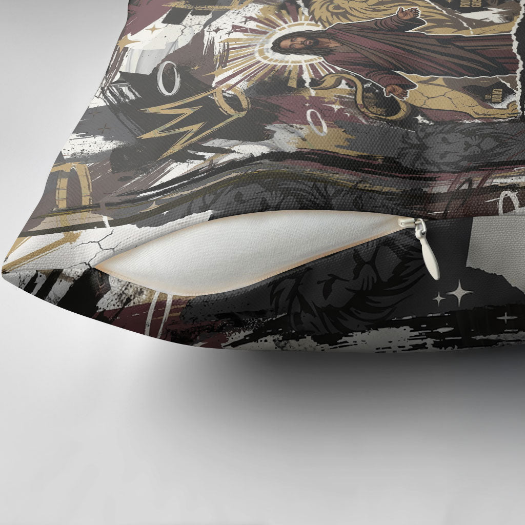 King Of Kings Jesus Is King Lion Of Judah Africa Pillow Cover Black Christ Religious Faith Lion Crown Grunge