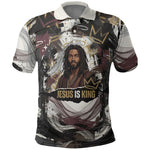 King Of Kings Jesus Is King Lion Of Judah Africa Polo Shirt Black Christ Religious Faith Lion Crown Grunge