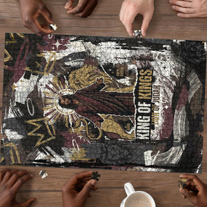 King Of Kings Jesus Is King Lion Of Judah Africa Puzzle Black Christ Religious Faith Lion Crown Grunge