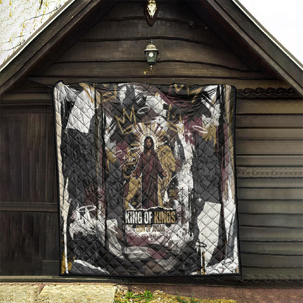 King Of Kings Jesus Is King Lion Of Judah Africa Quilt Black Christ Religious Faith Lion Crown Grunge