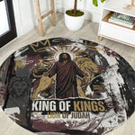 King Of Kings Jesus Is King Lion Of Judah Africa Round Carpet Black Christ Religious Faith Lion Crown Grunge