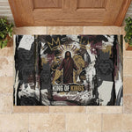 King Of Kings Jesus Is King Lion Of Judah Africa Rubber Doormat Black Christ Religious Faith Lion Crown Grunge