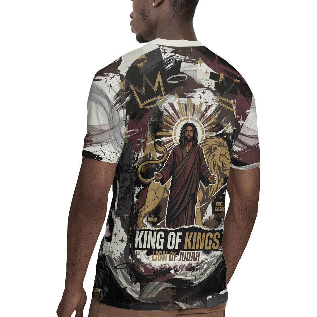 King Of Kings Jesus Is King Lion Of Judah Africa Rugby Jersey Black Christ Religious Faith Lion Crown Grunge