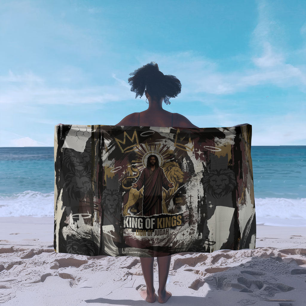 King Of Kings Jesus Is King Lion Of Judah Africa Sarong Black Christ Religious Faith Lion Crown Grunge
