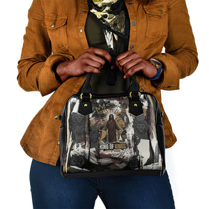 King Of Kings Jesus Is King Lion Of Judah Africa Shoulder Handbag Black Christ Religious Faith Lion Crown Grunge