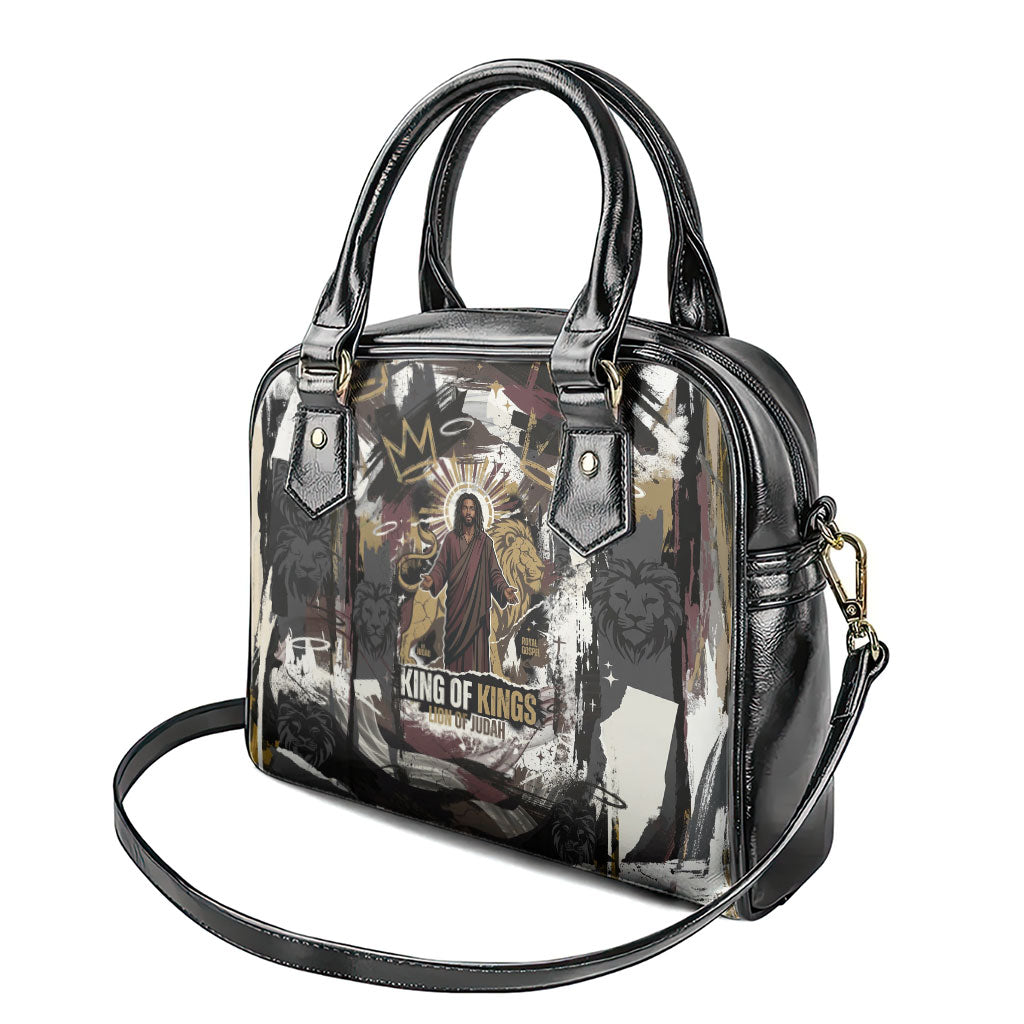 King Of Kings Jesus Is King Lion Of Judah Africa Shoulder Handbag Black Christ Religious Faith Lion Crown Grunge