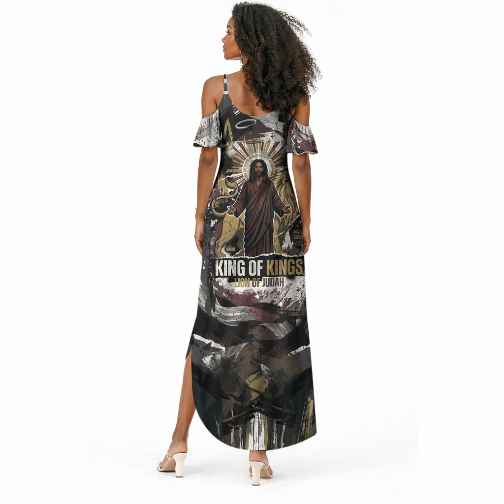 King Of Kings Jesus Is King Lion Of Judah Africa Summer Maxi Dress Black Christ Religious Faith Lion Crown Grunge