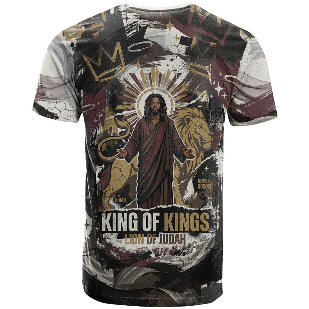King Of Kings Jesus Is King Lion Of Judah Africa T shirt Black Christ Religious Faith Lion Crown Grunge