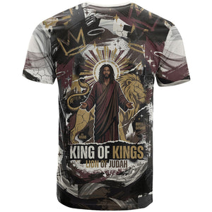 King Of Kings Jesus Is King Lion Of Judah Africa T shirt Black Christ Religious Faith Lion Crown Grunge