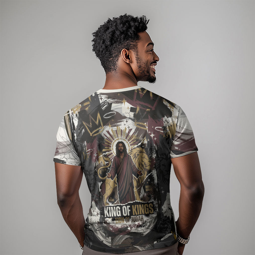 King Of Kings Jesus Is King Lion Of Judah Africa T shirt Black Christ Religious Faith Lion Crown Grunge