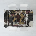 King Of Kings Jesus Is King Lion Of Judah Africa Tablecloth Black Christ Religious Faith Lion Crown Grunge