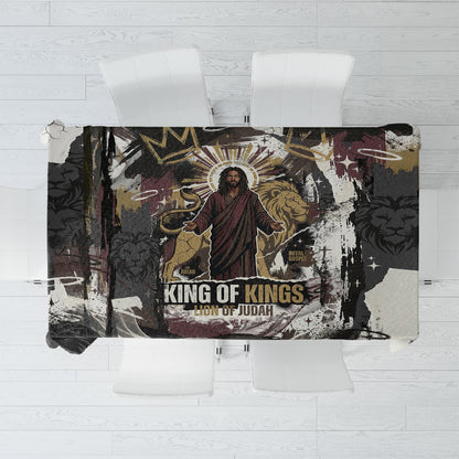 King Of Kings Jesus Is King Lion Of Judah Africa Tablecloth Black Christ Religious Faith Lion Crown Grunge