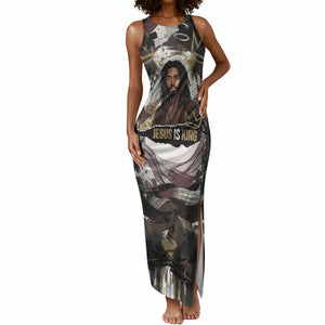 King Of Kings Jesus Is King Lion Of Judah Africa Tank Maxi Dress Black Christ Religious Faith Lion Crown Grunge