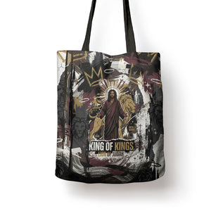 King Of Kings Jesus Is King Lion Of Judah Africa Tote Bag Black Christ Religious Faith Lion Crown Grunge