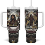King Of Kings Jesus Is King Lion Of Judah Africa Tumbler With Handle Black Christ Religious Faith Lion Crown Grunge