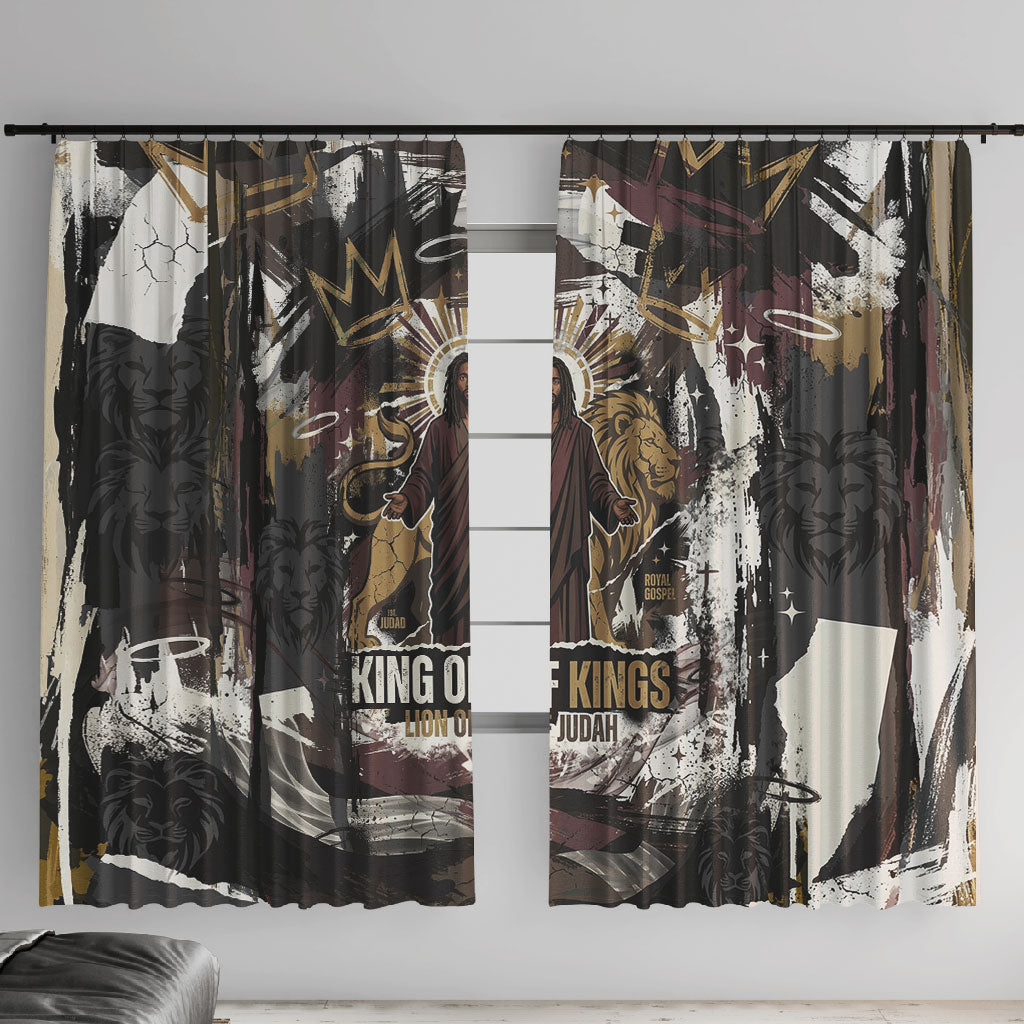 King Of Kings Jesus Is King Lion Of Judah Africa Window Curtain Black Christ Religious Faith Lion Crown Grunge