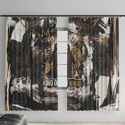 King Of Kings Jesus Is King Lion Of Judah Africa Window Curtain Black Christ Religious Faith Lion Crown Grunge