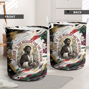 King Jesus Black Christmas Laundry Basket Religious Christian Faith Nativity Poinsettia