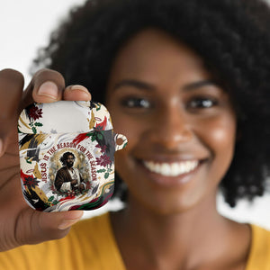 King Jesus Black Christmas AirPods Case Religious Christian Faith Nativity Poinsettia