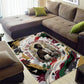 King Jesus Black Christmas Area Rug Religious Christian Faith Nativity Poinsettia