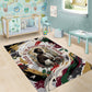 King Jesus Black Christmas Area Rug Religious Christian Faith Nativity Poinsettia