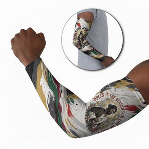 King Jesus Black Christmas Arm Sleeves Religious Christian Faith Nativity Poinsettia