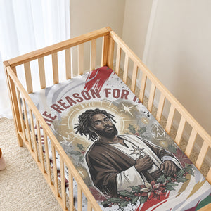 King Jesus Black Christmas Baby Bed Cover Religious Christian Faith Nativity Poinsettia