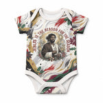 King Jesus Black Christmas Baby Onesie Religious Christian Faith Nativity Poinsettia