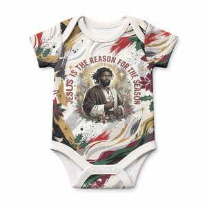 King Jesus Black Christmas Baby Onesie Religious Christian Faith Nativity Poinsettia