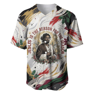 King Jesus Black Christmas Baseball Jersey Religious Christian Faith Nativity Poinsettia