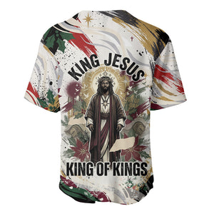 King Jesus Black Christmas Baseball Jersey Religious Christian Faith Nativity Poinsettia