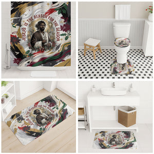 King Jesus Black Christmas Bathroom Set Religious Christian Faith Nativity Poinsettia