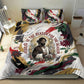 King Jesus Black Christmas Bedding Set Religious Christian Faith Nativity Poinsettia