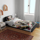 King Jesus Black Christmas Bedding Set Religious Christian Faith Nativity Poinsettia