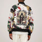 King Jesus Black Christmas Bomber Jacket Religious Christian Faith Nativity Poinsettia